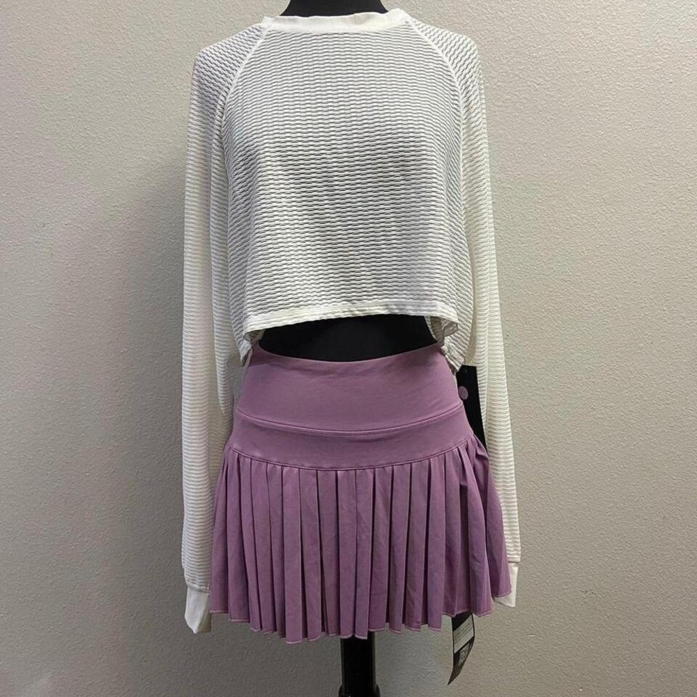 Womens Pleated Purple Tennis Skirt Skort Built in Short Size XS‎ Pockets NEW